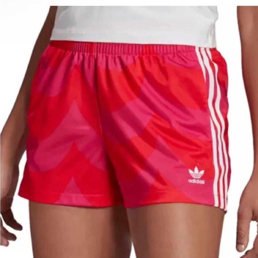 Adidas Red Athletic Shorts Lightweight Elastic Waist